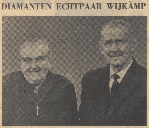 Diamanten echtpaar Wijkamp, Aalten - Dagblad Tubantia, 03-07-1965