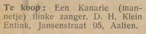Jansenstraat, Aalten (Klein Entink) - De Graafschapper, 19-10-1934
