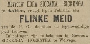 Landstraat 41, Aalten (Hora Siccama-Sickenga) - Opregte Steenwijker Courant, 13-11-1882