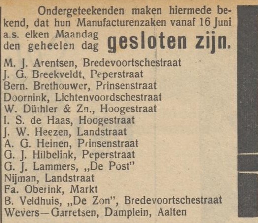Manufacturenzaken in Aalten - Aaltensche Courant, 13-06-1941