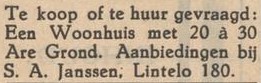 S.A. Janssen, Lintelo - Aaltensche Courant, 03-10-1939