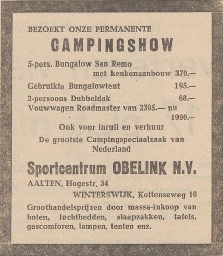 Sportcentrum Obelink - Nieuwe Winterswijksche Courant, 28-06-1967