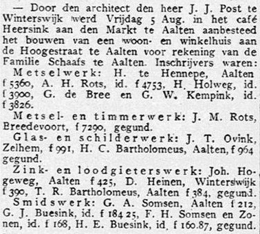Winkelhuis, Hogestraat 20, Aalten - Graafschapbode, 09-08-1927
