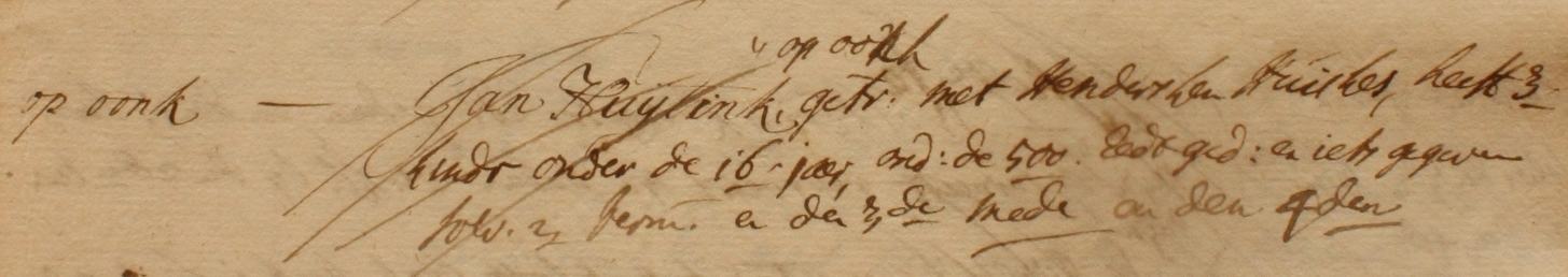 Oonk II, Barlo - Liberale Gifte 1748