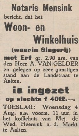A. van Gelder, Landstraat 8 - Aaltensche Courant, 03-08-1937