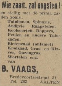 B. Vaags, Bredevoortsestraatweg 31, Aalten - De Graafschapper, 12-03-1948