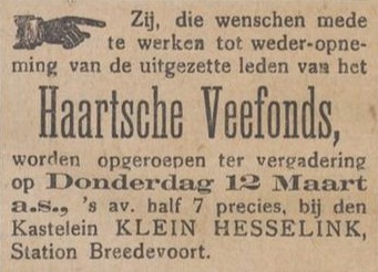 Café Klein Hesselink, bij Station Bredevoort - Aaltensche Courant, 07-03-1914