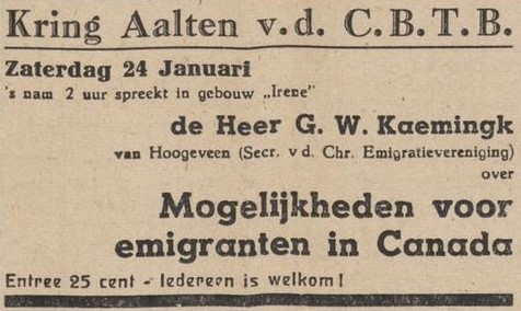 Emigratie Canada - Aaltensche Courant, 20-01-1948