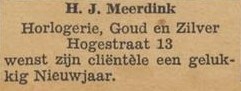 Hogestraat 13, Aalten (Juwelier Meerdink) - Aaltensche Courant, 30-12-1947