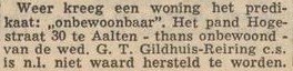 Hogestraat 30 onbewoonbaar - Zutphens Dagblad, 20-06-1956