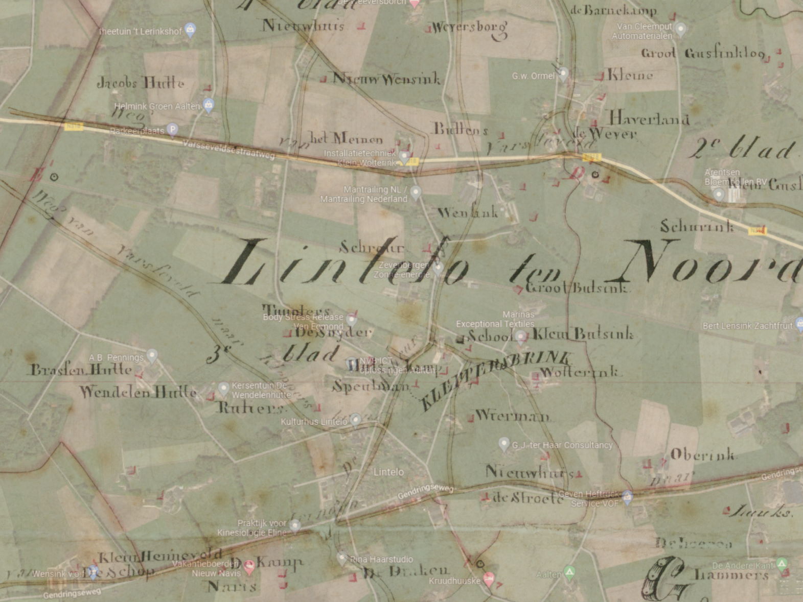 Kleppersbrink, Lintelo - Kad. kaart 1811-1832 op Google Maps