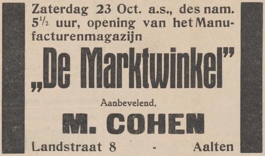 Landstraat 8, Aalten (Cohen) - Aaltensche Courant, 19-10-1937