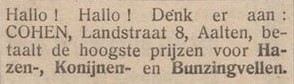 M. Cohen, Landstraat 8 - De Graafschapper, 08-12-1939