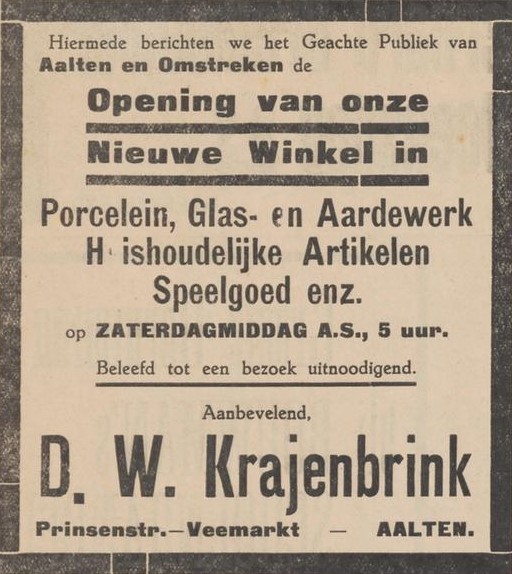 D.W. Krajenbrink, Veemarkt - Aaltensche Courant, 26-07-1935