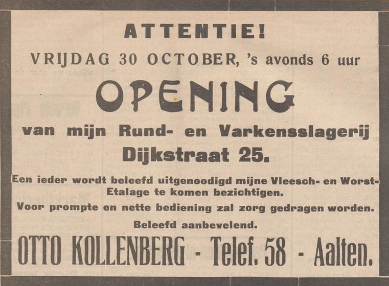 Dijkstraat 50 (A25), Aalten - Otto Kollenberg - Aaltensche Courant, 27-10-1931