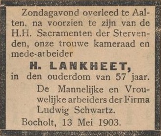 Hermanus Lankheet - Schwartz, 1903