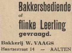 Haartsestraat 14, Aalten (Bakkerij W. Vaags) - Aaltensche Courant, 10-09-1948