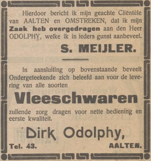 Kerkstraat 7, Aalten (Meijler, Odolphy) - Aaltensche Courant, 30-08-1929