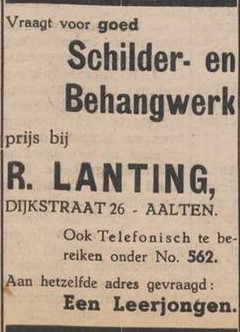 R. Lanting, Dijkstraat 26, Aalten - Aaltensche Courant, 24-06-1949