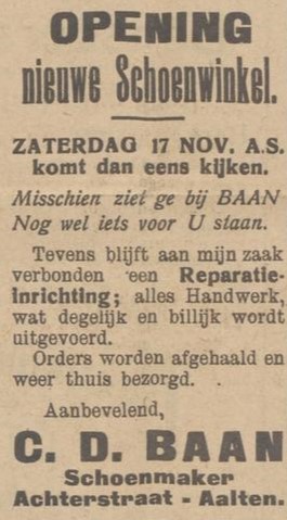 Prinsenstraat 12, Aalten (Baan) - Aaltensche Courant, 16-11-1928