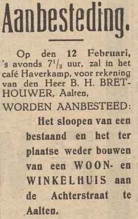 Prinsenstraat, Aalten (B.H. Brethouwer) - Aaltensche Courant, 02-02-1934