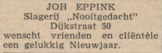 Slagerij Eppink, Dijkstraat 50, Aalten - De Graafschapper, 31-12-1945