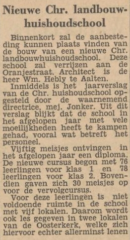 Twentsch dagblad Tubantia, 05-02-1955 Huishoudschool Aalten