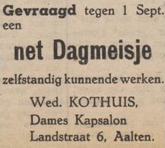 Wed. Kothuis, Landstraat 6 - Aaltensche Courant, 29-07-1949