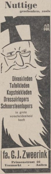 Zweerink, Prinsenstraat 46 - Aaltensche Courant, 22-11-1949