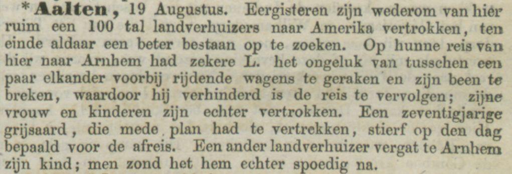 Nieuwe Rotterdamsche Courant, 19 augustus 1854 - Nazending emigratie