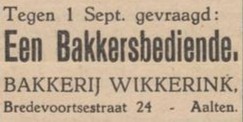 Bredevoortsestraatweg 24, Aalten (Bakkerij Wikkerink) - Aaltensche Courant, 17-06-1949