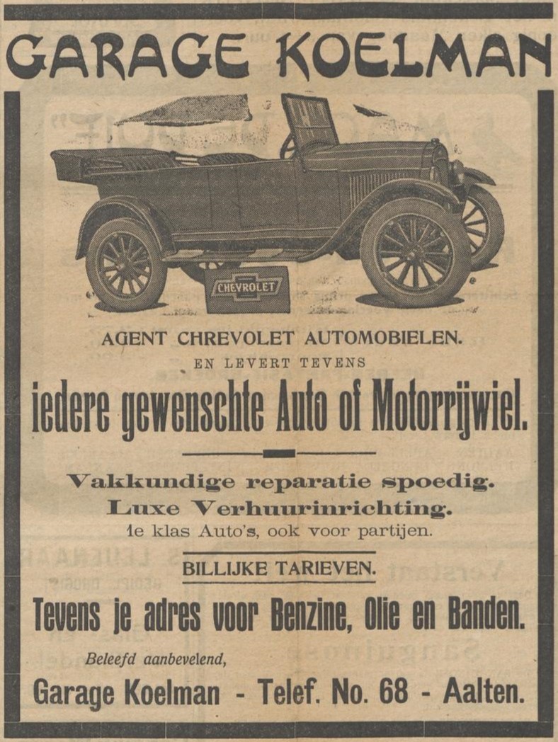 Garage Koelman, Aalten - Aaltensche Courant, 10-04-1925