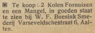 Varsseveldsestraat 6, Aalten (Smederij Buesink) - Aaltensche Courant, 13-12-1946