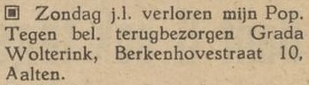 Berkenhovestraat 10, Aalten (Wolterink) - Aaltensche Courant, 13-09-1946