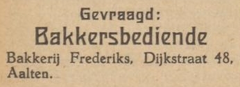 Dijkstraat 48, Aalten (Bakkerij Frederiks) - Aaltensche Courant, 02-10-1945