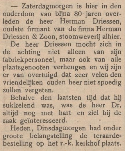 Hermann A.F.C.M. Driessen - Aaltensche Courant, 24-05-1911