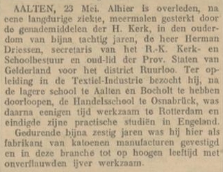 Hermann A.F.C.M. Driessen - De Maasbode, 24-05-1911