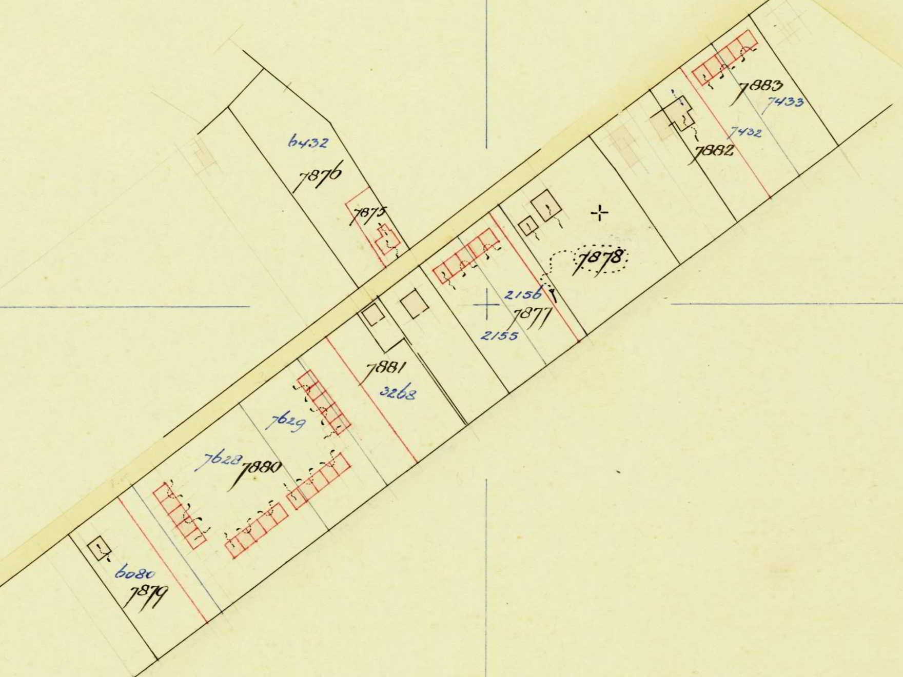 Koopmanstraat 30-108, Aalten - Fragment kadastrale kaart, 1955