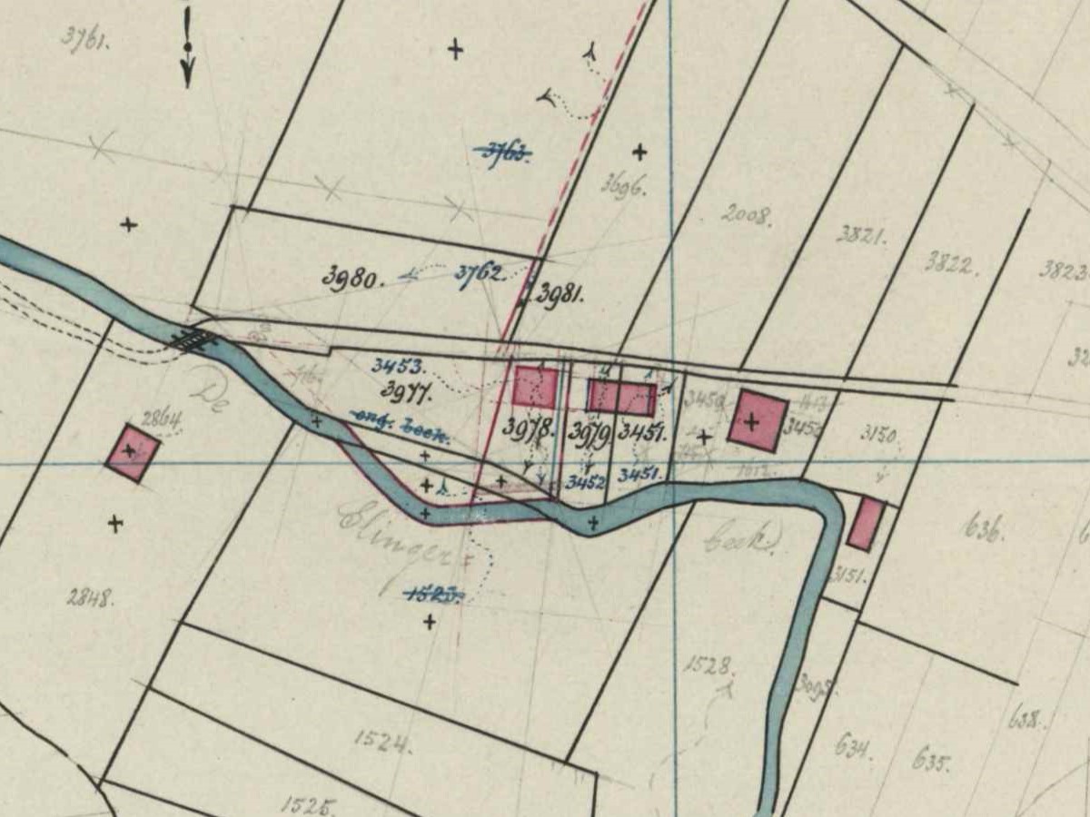Willemstraat, Aalten - fragment kadastrale kaart, 1883