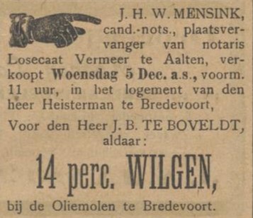 Oliemolen Te Boveldt, Bredevoort - Aaltensche Courant, 24-11-1906