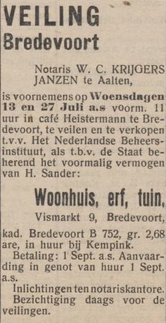 Vismarkt 9, Bredevoort - Aaltensche Courant, 08-07-1949