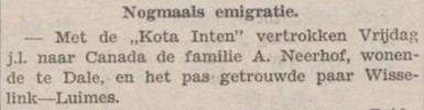 A.C. Neerhof, emigratie Canada - Aaltensche Courant, 11-05-1948