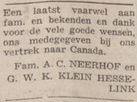 A.C. Neerhof, emigratie Canada - De Graafschapper, 10-05-1948