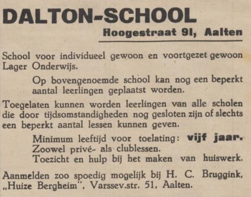 Dalton-school, Aalten - De Graafschapper, 20-04-1945
