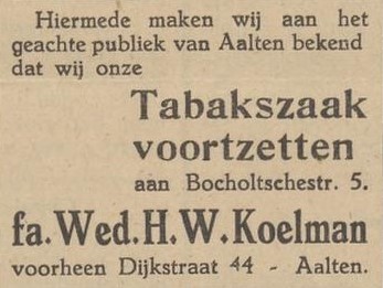 Dijkstraat 44, Aalten (Koelman) - Aaltensche Courant, 13-07-1945