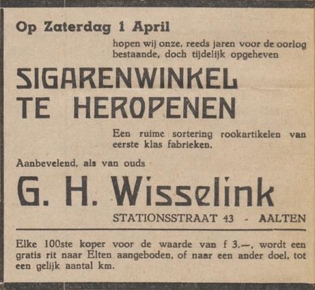 Stationsstraat 43, Aalten (Wisselink) - Aaltensche Courant, 31-03-1950
