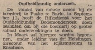 Urnen gevonden, Barlo - Zutphens Dagblad, 11-02-1953