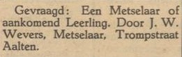 Wevers metselaar Trompstraat - Aaltensche Courant, 22-04-1941