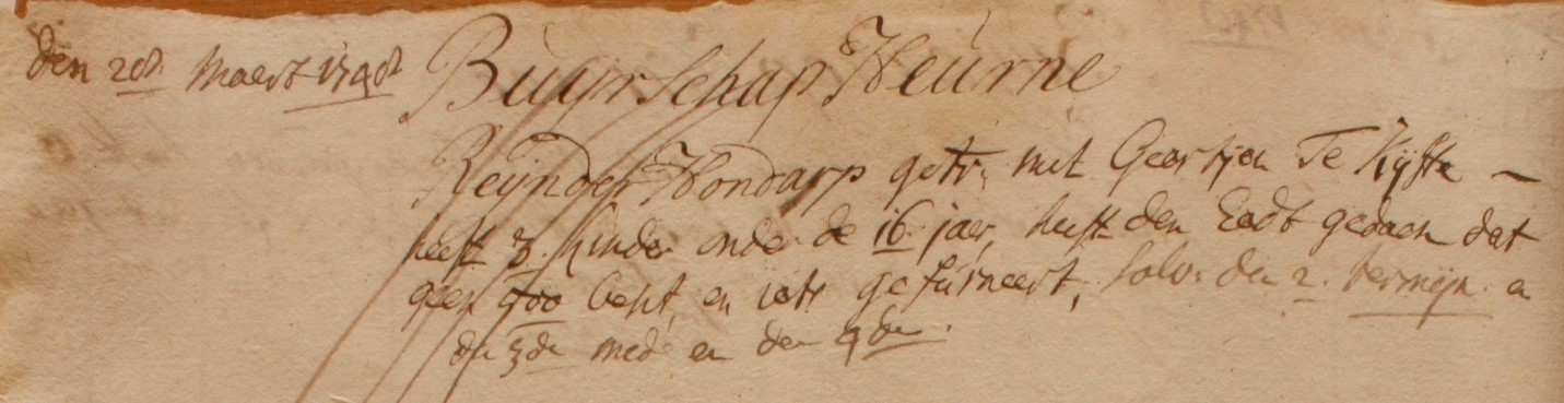Klein Hondorp, Heurne - Liberale Gifte 1748