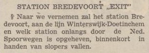Treinstation Bredevoort - De Volkskrant, 10-05-1939